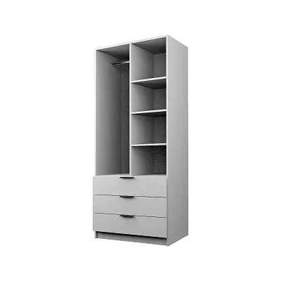 картинка Шкаф ЭКОН распашной 2-х дверный с 3-мя ящиками с полками и штангой с 2-мя зеркалами от магазина КУПИ КУПЕ